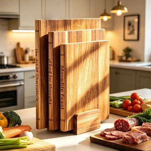 Wooden Cutting Board Book Tray